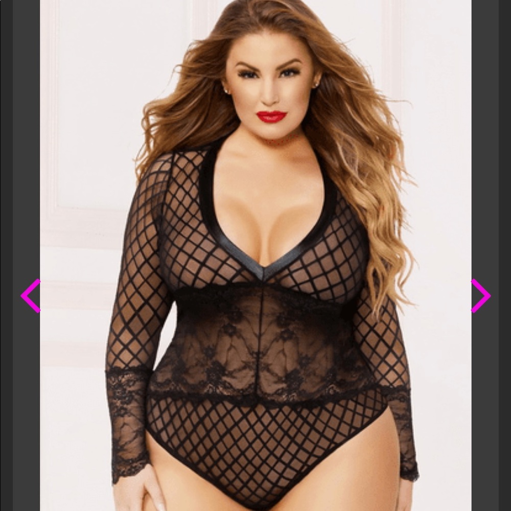 Black Lace Long-Sleeve NWOT Lingerie Teddy